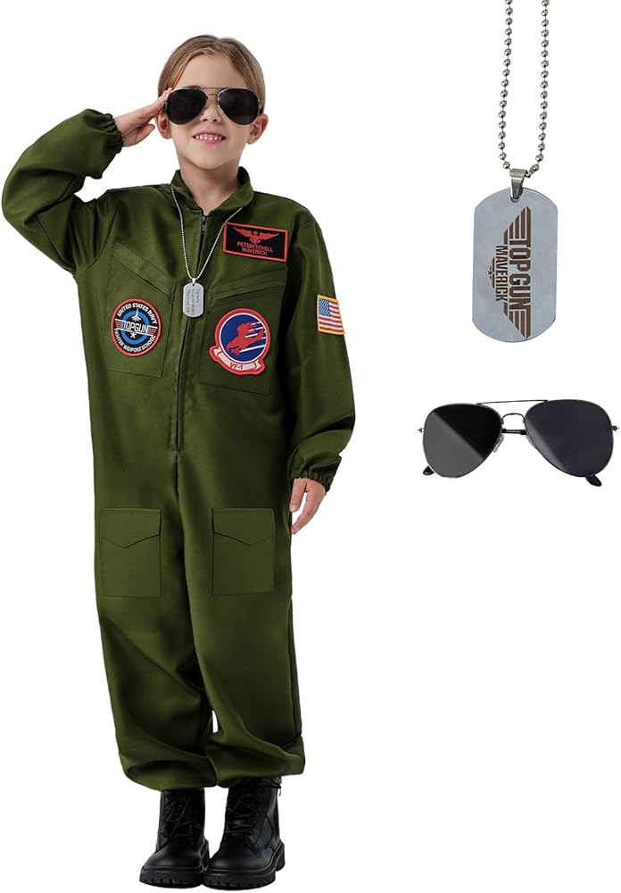 Top Gun Costume for Kids - Perfect Costume for Halloween Includes Sunglasses, Dog Tag and Functio... | Amazon (US)