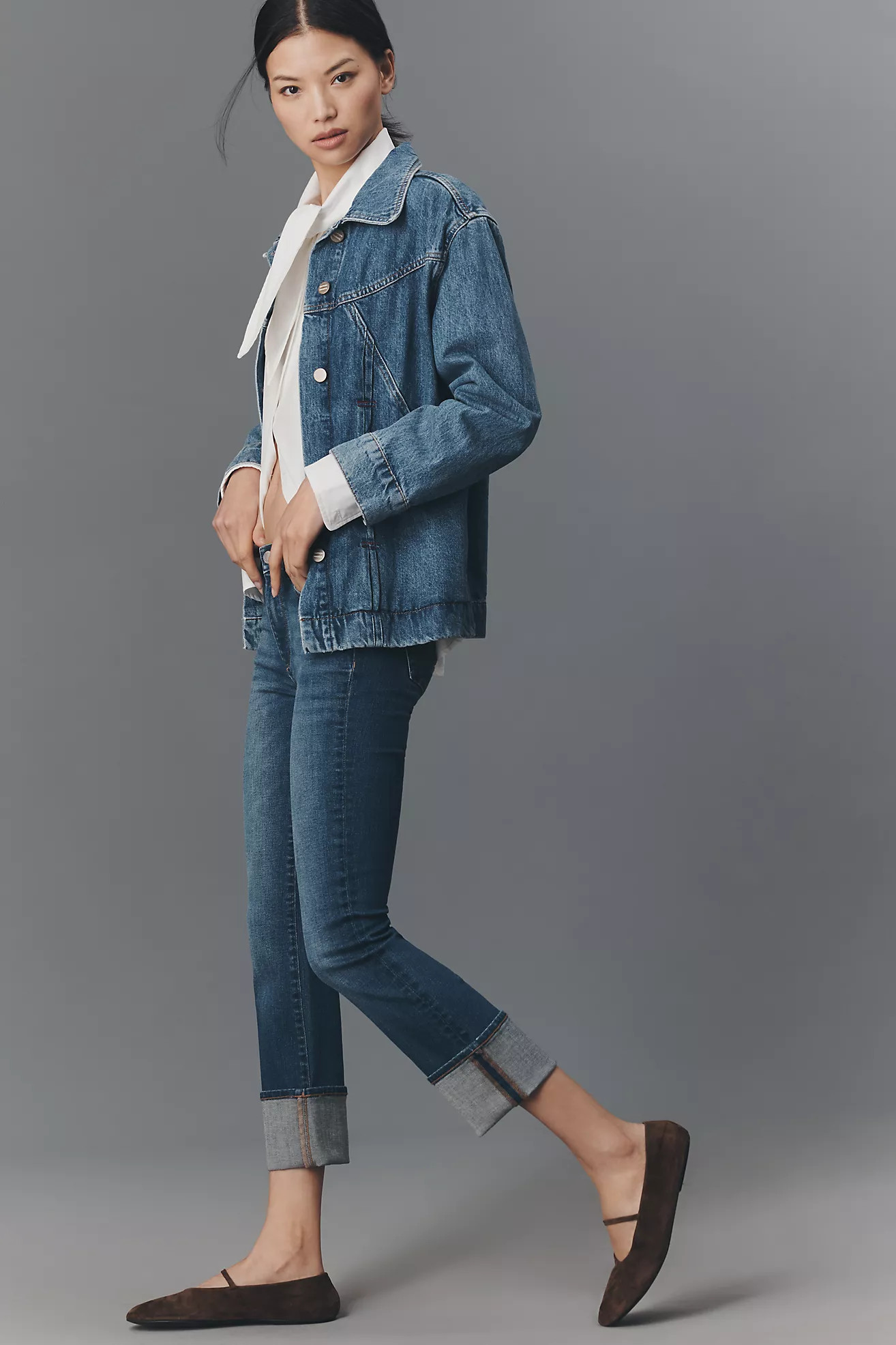 DL1961 Mara Mid-Rise Cuffed Straight-Leg Jeans | Anthropologie (US)