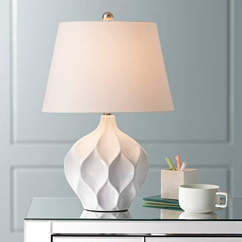 Dobbs Modern Contemporary Retro Style Accent Table Lamp 22.5" High White Ceramic Tapered Drum Shade  | Amazon (US)