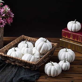 Ogrmar 12 Pack Artificial Assorted Pumpkins, Mini Fake Pumpkins Artificial Vegetables for Hallowe... | Amazon (US)