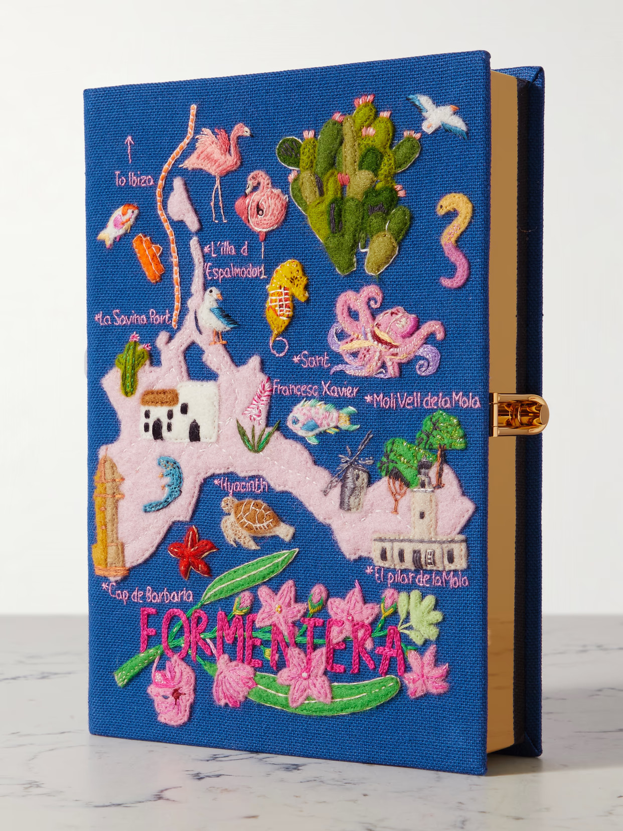 Olympia Le-Tan - Formentera Voyages Embroidered Appliquéd Canvas Clutch - Blue | NET-A-PORTER (US)