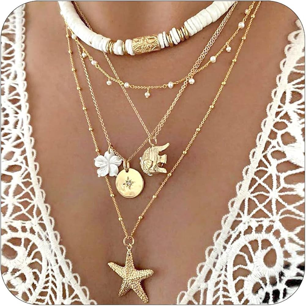 choice of all Shell Necklace for Women Beach Necklace Hawaiian Surfer Beaded Seashell Necklaces S... | Amazon (US)