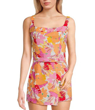 Coordinating Woven Tropical Floral Printed Tank Top | Dillard's
