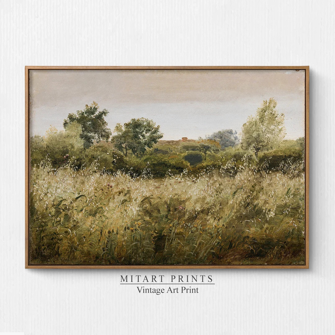 Printable Wildflower Field Landscape Painting, Vintage Meadow Landscape Art Print, Country Field ... | Etsy (US)