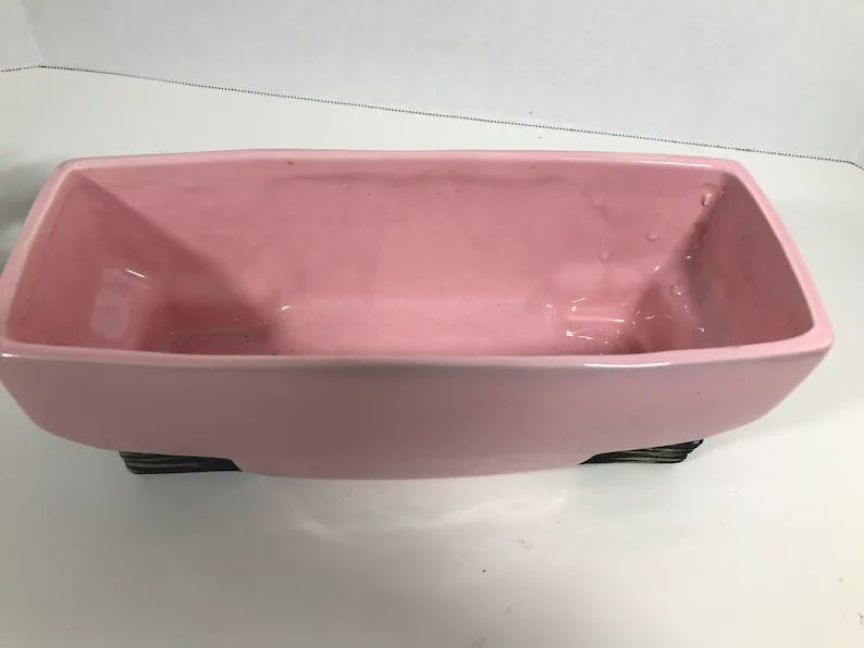 Vintage Mccoy Ceramic Pink Planter, Vintage Retro Mccoy Pottery Pink and Black Planter, Mccoy Sig... | Etsy (US)
