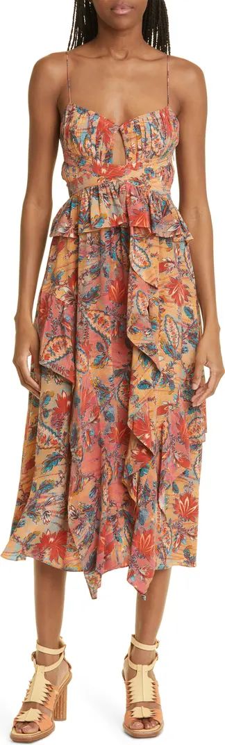 Renata Floral Ruffle Silk Dress | Nordstrom