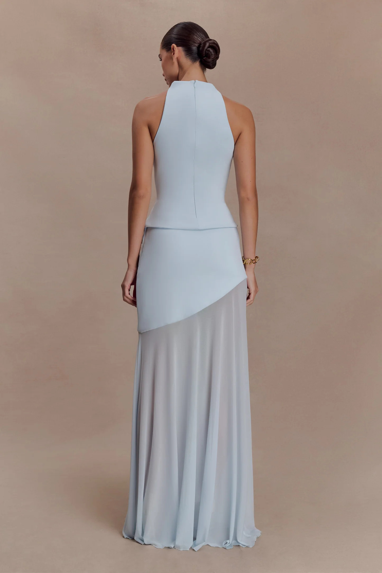 Portia Scuba Sleeveless Top - Pale Blue | Meshki UK