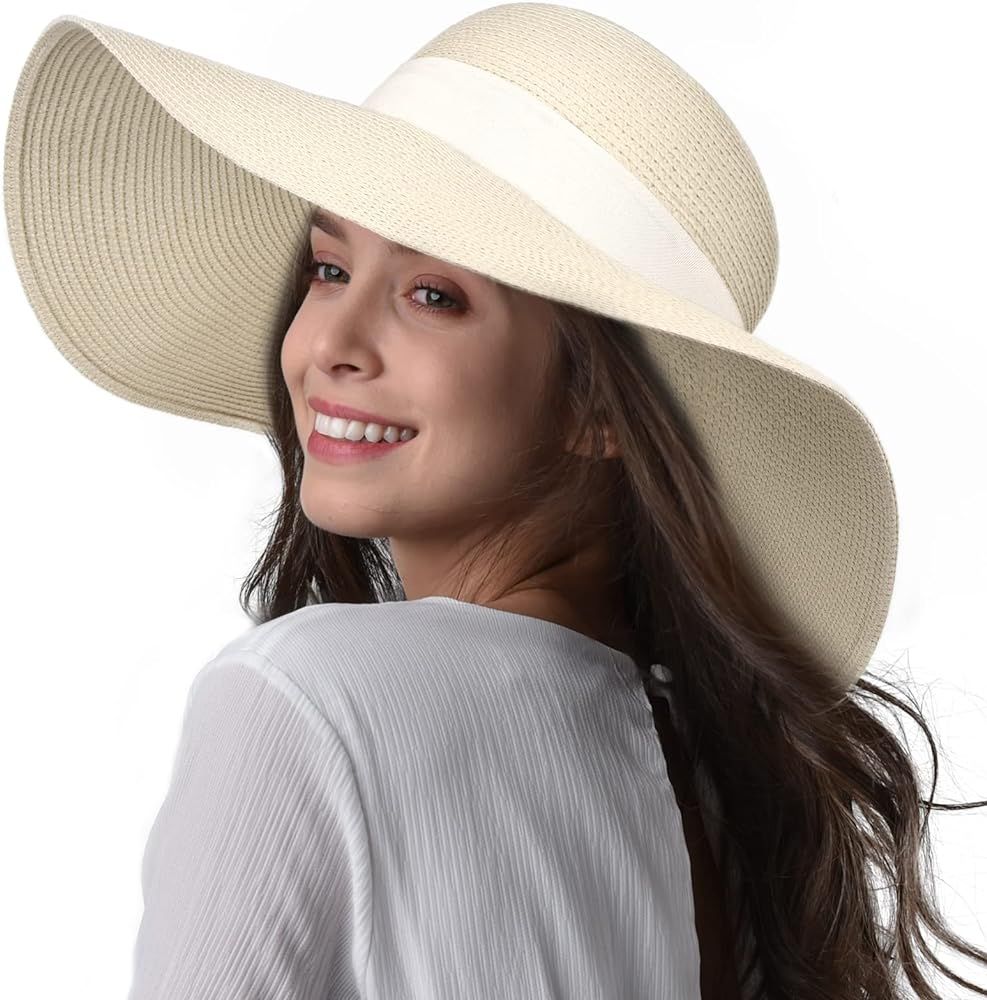 FURTALK Womens Sun Straw Hat Wide Brim UPF 50 Summer Hat Foldable Roll up Floppy Beach Hats for W... | Amazon (US)