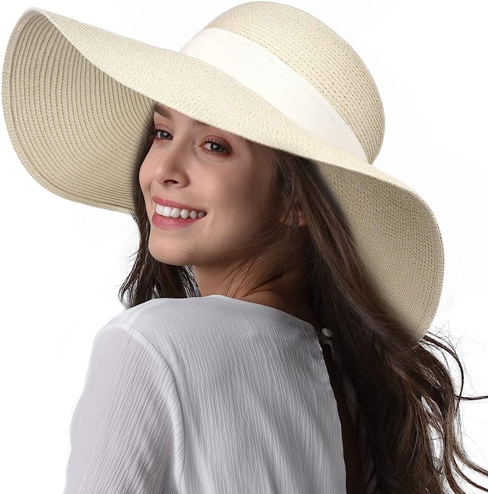 FURTALK Womens Sun Straw Hat Wide Brim UPF 50 Summer Hat Foldable Roll up Floppy Beach Hats for W... | Amazon (US)