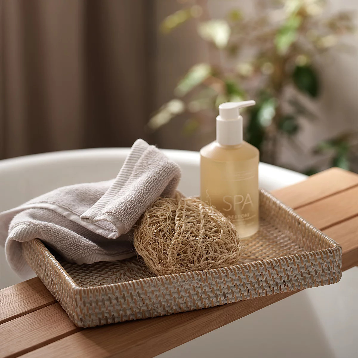 Whitewashed Rattan Vanity Tray | The White Company (UK)