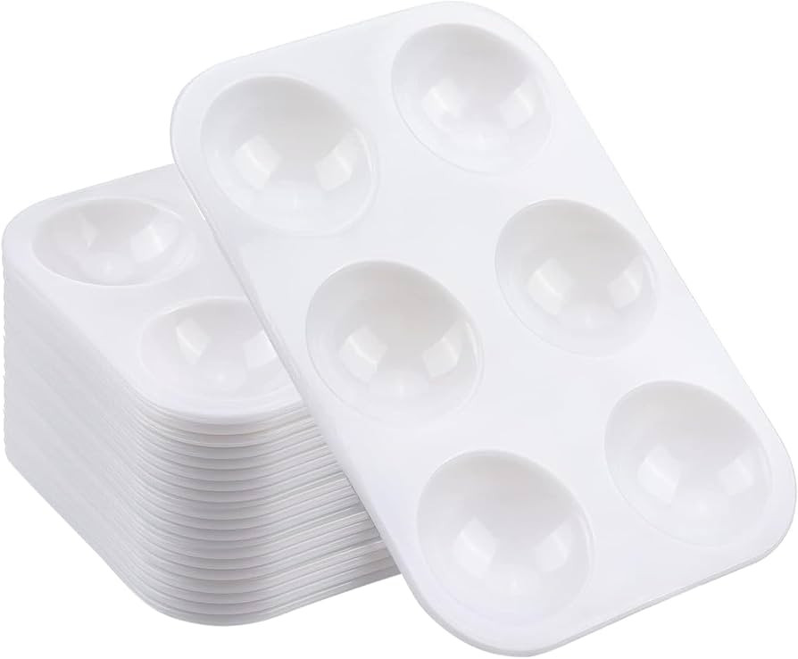 20 PCS White Paint Tray Palettes, Plastic Watercolor Paint Pallets with 6 Wells for Painting Part... | Amazon (US)