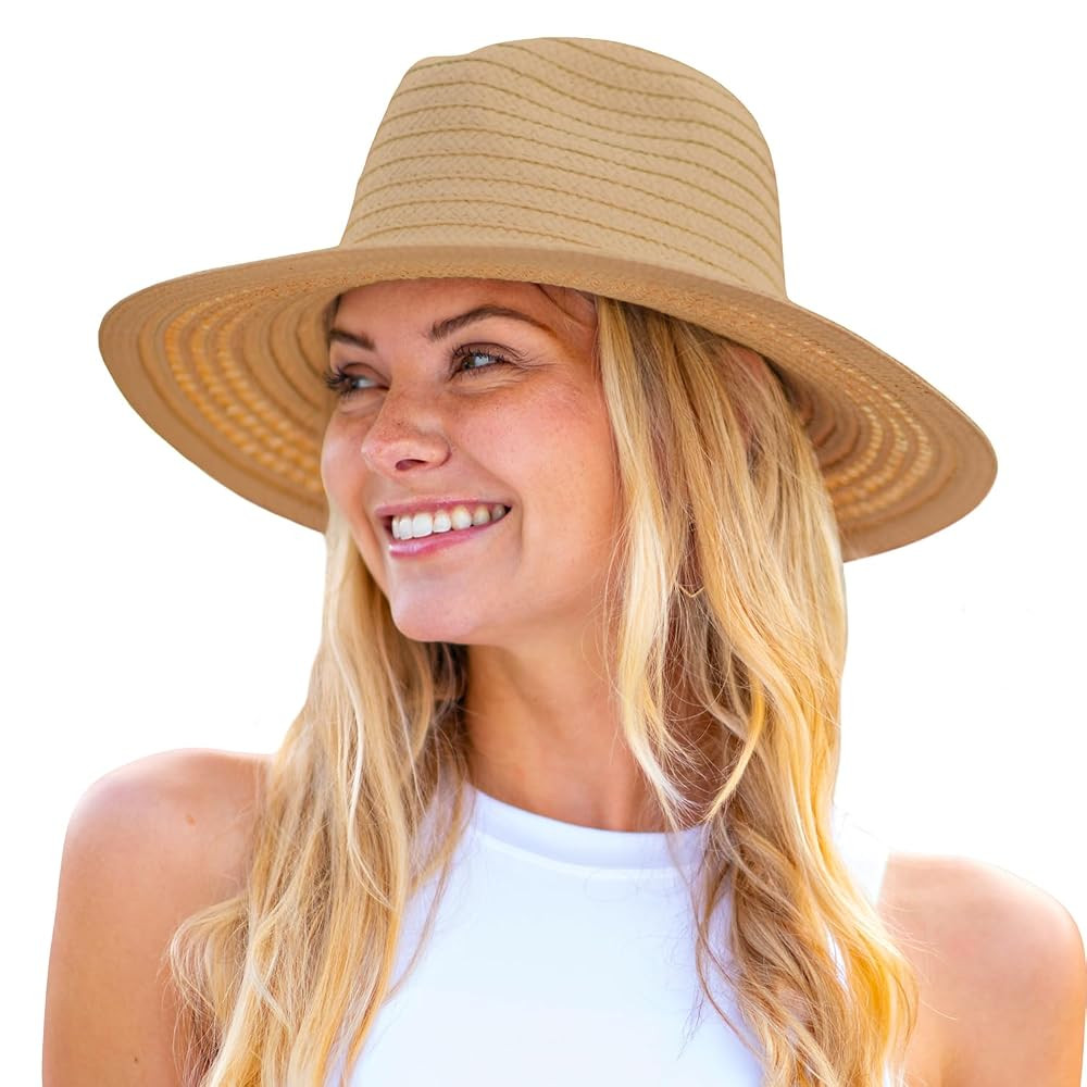 Panama Jack Women's Sun Hat - Paper Braid Straw, Safari, 3 1/2" Big Brim | Amazon (US)