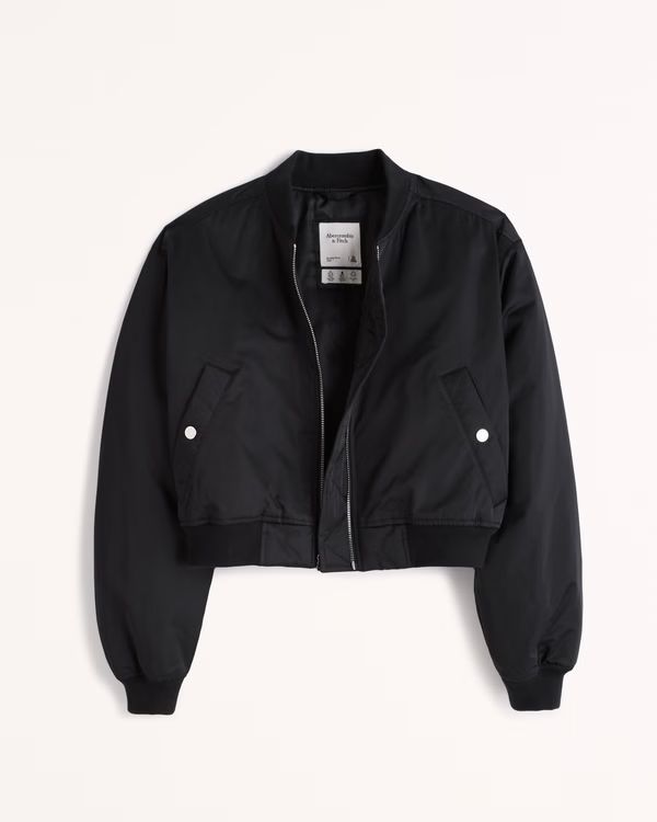 Women's Cropped Bomber Jacket | Women's Coats & Jackets | Abercrombie.com | Abercrombie & Fitch (US)
