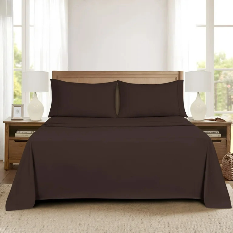 Mainstays Super Soft Brushed Microfiber Pillowcase Set, Caffeine Brown, King, 2 Piece | Walmart (US)
