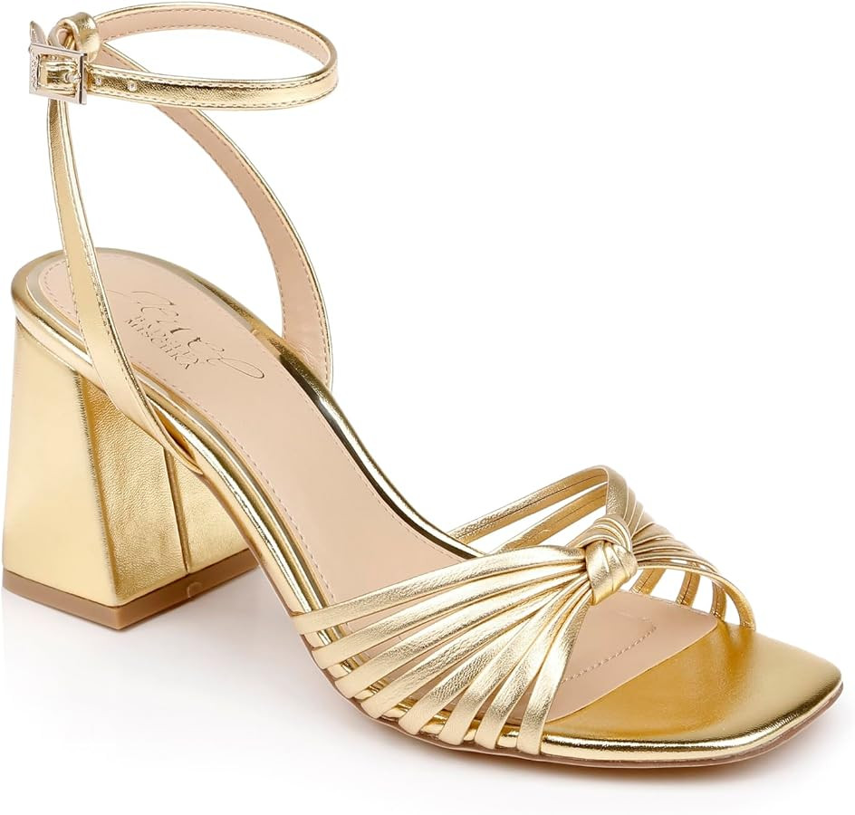 Jewel Badgley Mischka Nariah Cage Block Heel Sandals | Amazon (US)