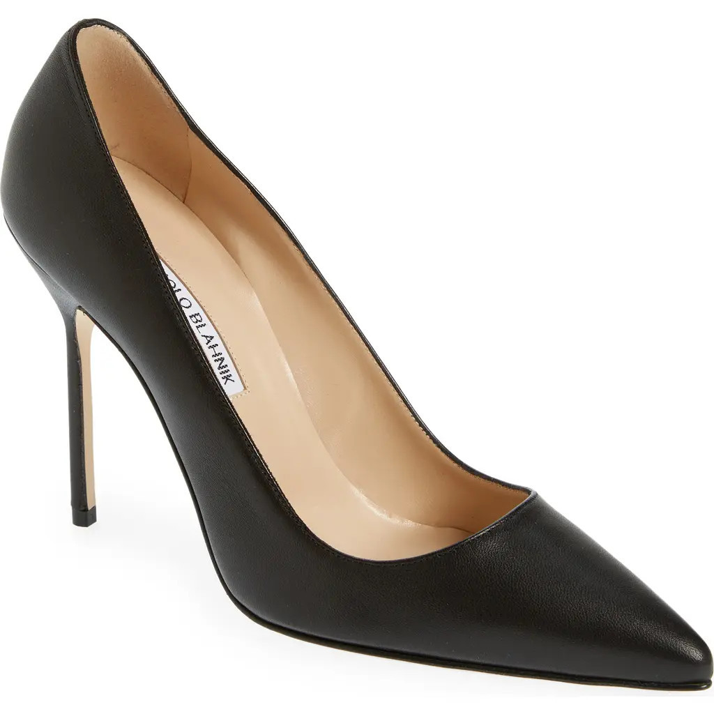 Manolo Blahnik BB Pointed Toe Pump in Blck(0015) at Nordstrom, Size 9.5Us | Nordstrom