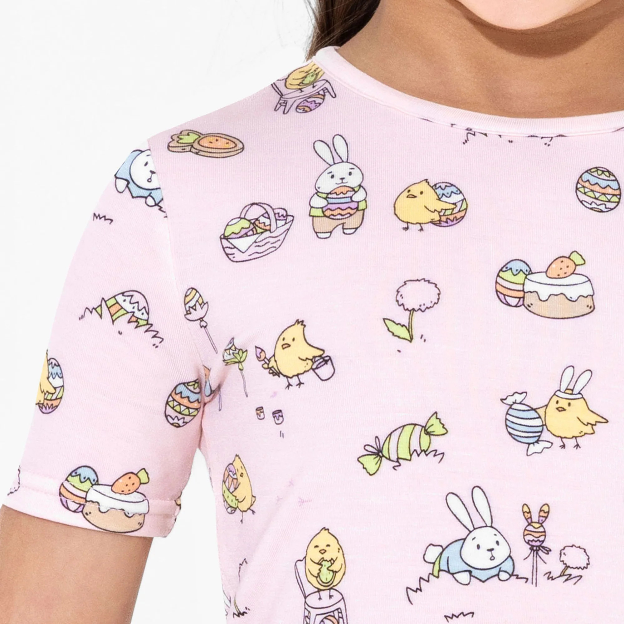 Easter Bunny Pink Bamboo Kids Pajama Short Set | Bellabu Bear