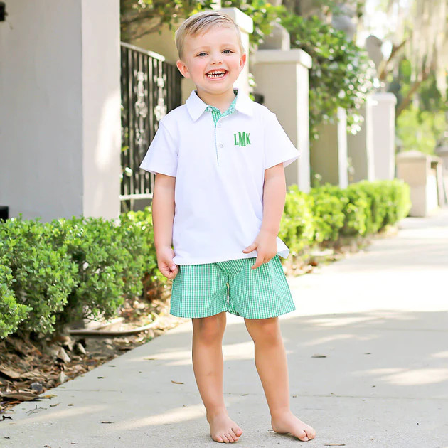 Green Gingham Polo Short Set | Classic Whimsy
