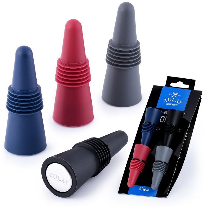 Zulay Kitchen Silicone Wine Stoppers (Set of 4) - Multicolored | Target
