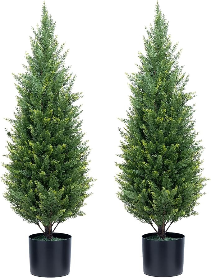 ECOLVANT Artificial Topiary Tree Two 3 Foot Artificial Cedar Trees Indoor Outdoor UV Resistant Bu... | Amazon (US)