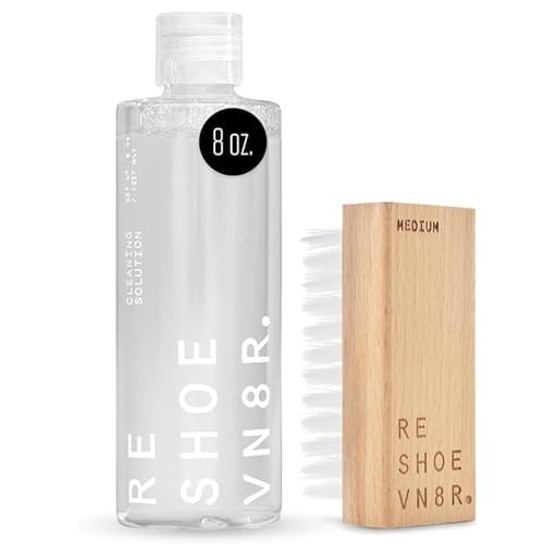 RESHOEVN8R Refresh Shoe Cleaning Kit – Premium Sneaker Cleaner with 8oz Shoe Cleaning Solution & All Purpose Medium Bristle Brush – Safe for Suede, Leather, Canvas, Mesh & Knit Shoes | Amazon (US)