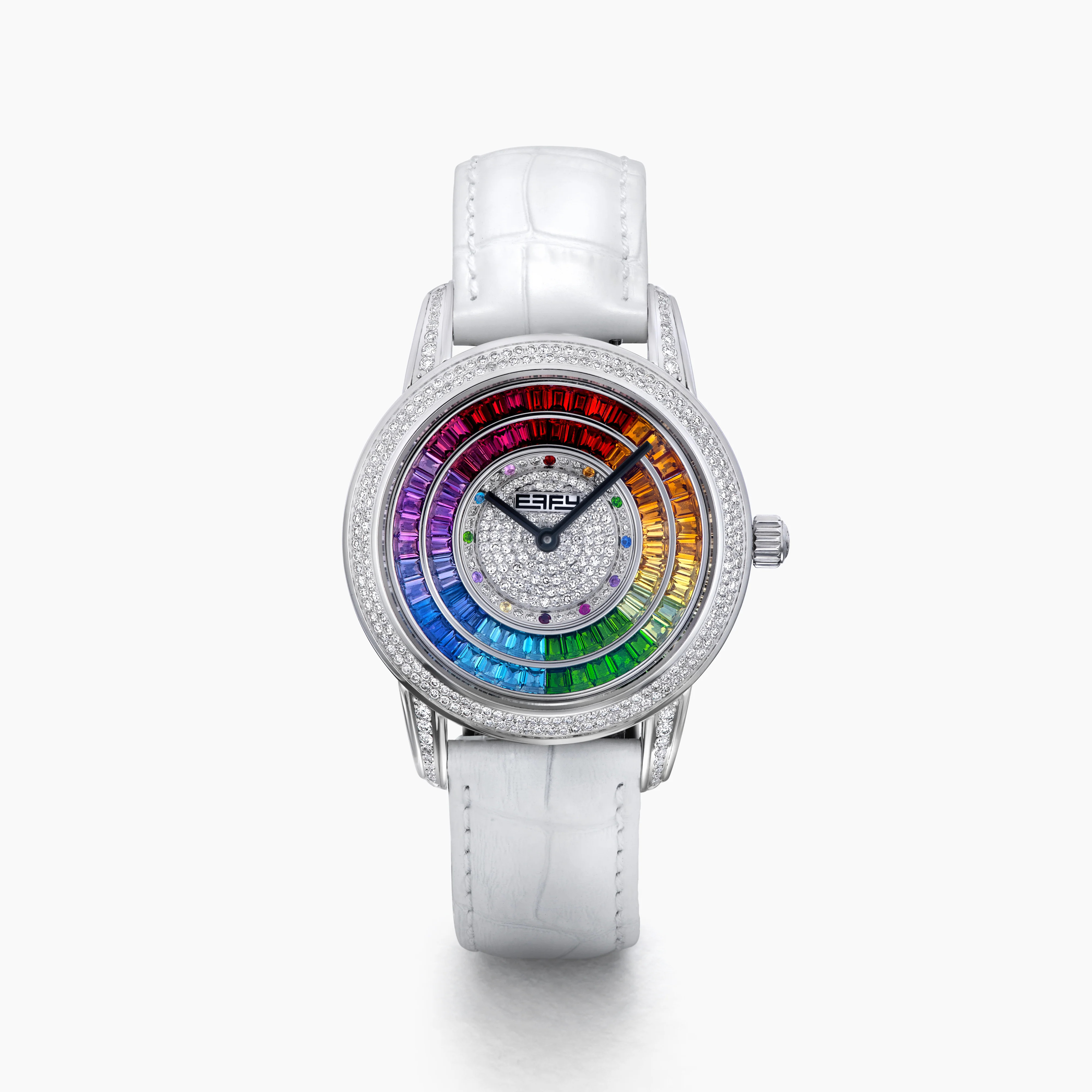 38MM Swiss Made Stainless Steel Watch with Diamonds, Rainbow Sapphires and Spinel | Effy Jewelry