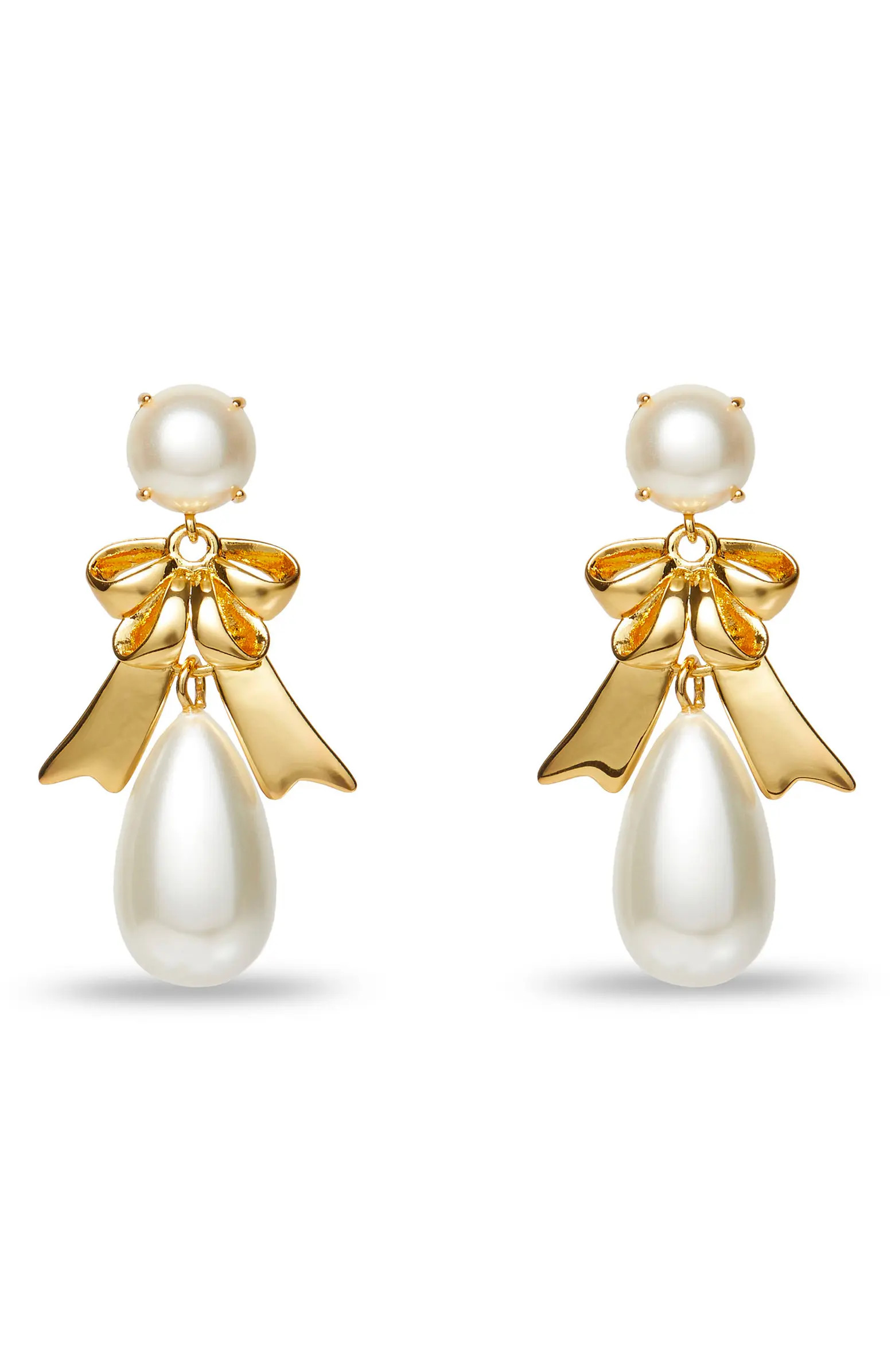 Faux Pearl Bow Drop Earrings | Nordstrom