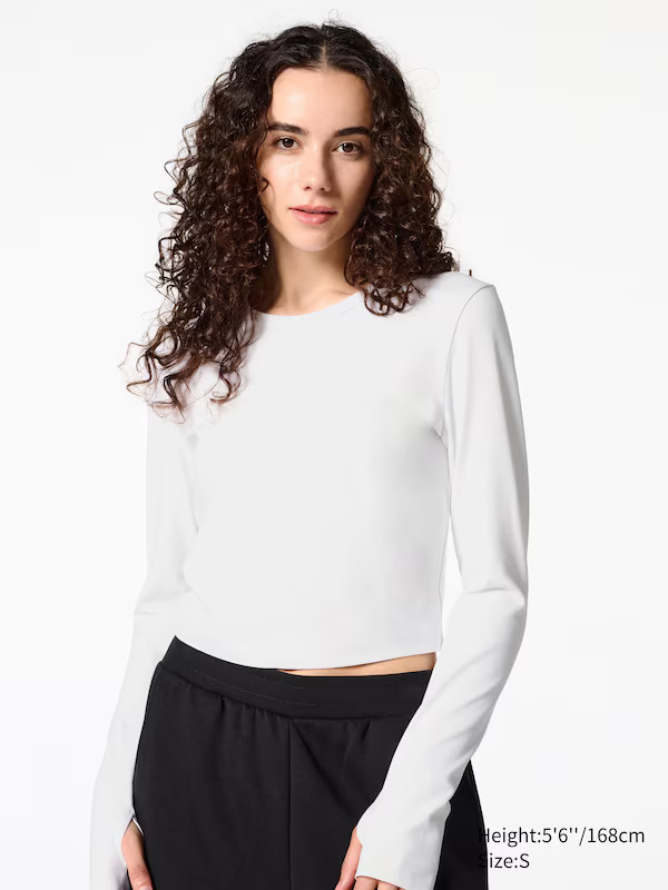 Ultra Stretch AIRism Cropped T-Shirt | Long Sleeve | UNIQLO (US)