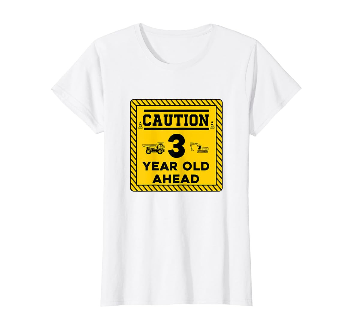 Construction 3rd Birthday kids Caution 3 year old ahead T-Shirt | Amazon (US)