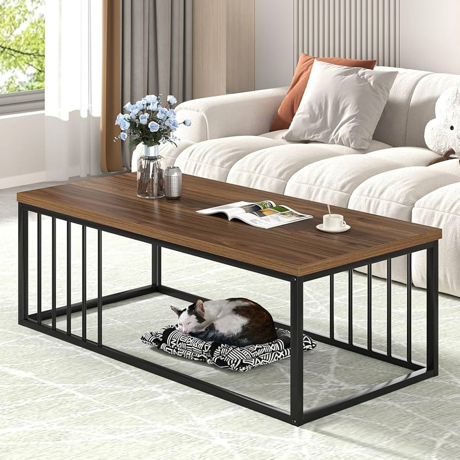 FOLUBAN Coffee Table for Living Room, Modern Wood and Metal Center Table Tea Table for Home Offic... | Amazon (US)