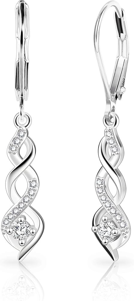 Sterling Silver Drop Dangle Earrings for Women Cubic Zirconia Hanging Dangle Earrings Long Infini... | Amazon (US)