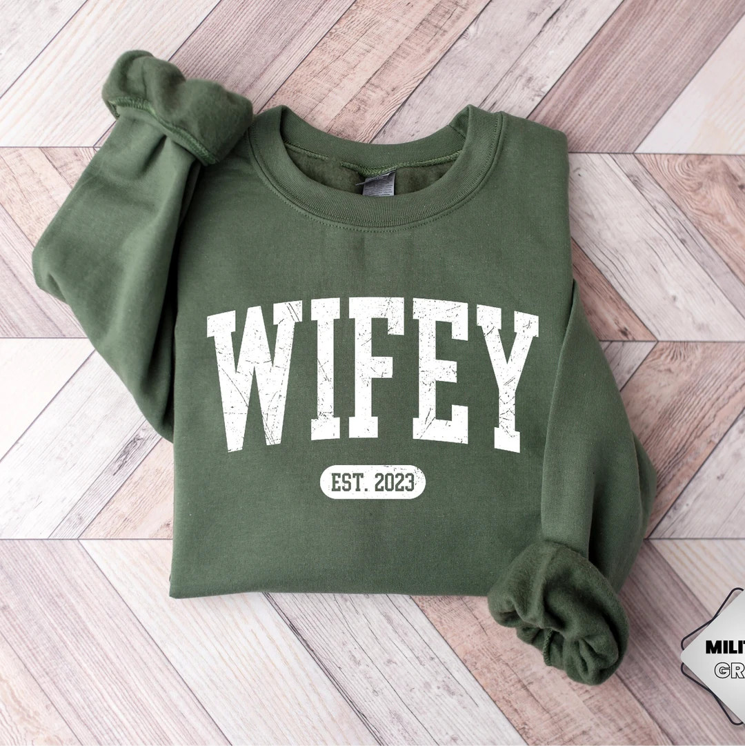 Personalize Wifey Sweatshirt, Engagement Sweatshirt, Bridal Shower Gift, Gift for Bride, Personal... | Etsy (US)