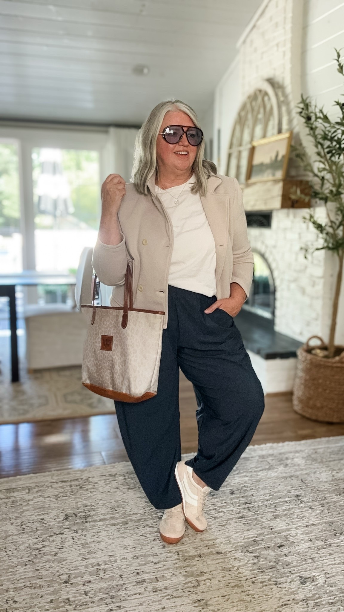 Plus-size casual chic outfit for travel or errands or just about anywhere. 

Wearing: 
Jacket - xxl
Pants - xl (I wear a XXL in the Amazon option) 
Tee - XXL 

Bust 44”  Waist 39.5”   Hip 51”

#LTKOver40 #LTKMidsize #LTKPlusSize