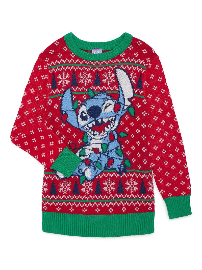Disney Stitch Little Boys and Big Boys Holiday Sweater, Sizes 4-18 | Walmart (US)