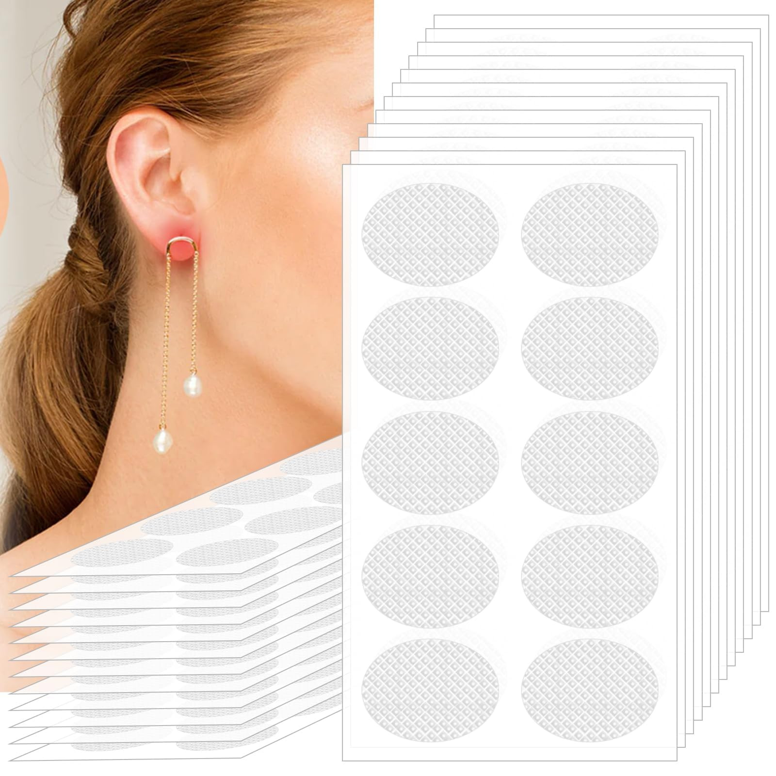 500PCS Ear Lobe Support Patches for Earrings, Clear Earring Stickers for Heavy Earrings & Earring... | Amazon (US)