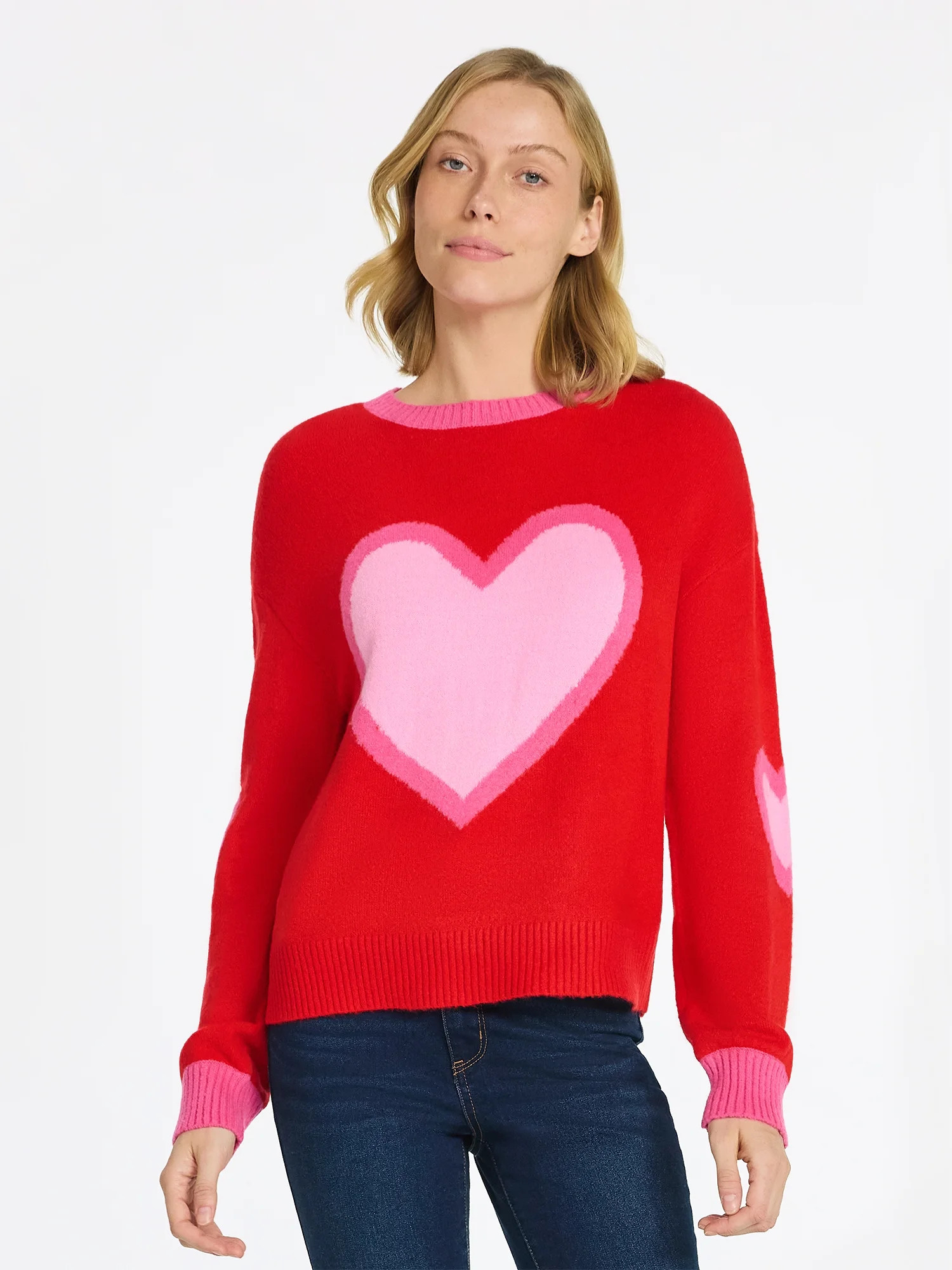 99 Jane Street Women's and Women's Plus Heart Sweater, Midweight, Sizes XS-4X | Walmart (US)