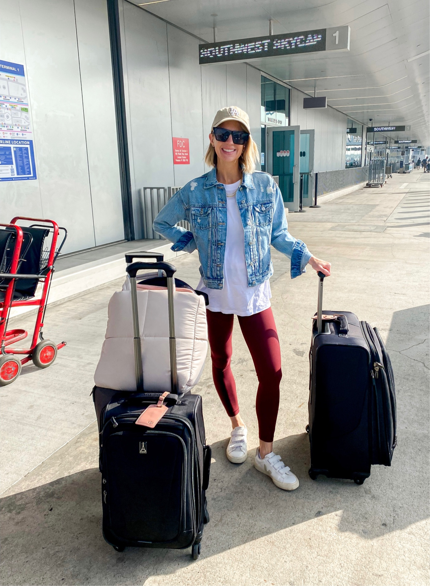 Let MOH duties begin! Can’t wait to celebrate my sissy! 👰‍♀️🤍

#traveloutfit #bumpfriendly #alignleggings #highriseleggings #lululemon #besttee #whitetee #allyourstshirt #denimjacket #baseballhat #sneakers #vejas #vejasneakers #whitesneakers #sunglasses #croptank #happinessrunscroptank #freepeople #beltbag #mombag #chainnecklace #kendrascott 

#LTKbump #LTKtravel #LTKstyletip