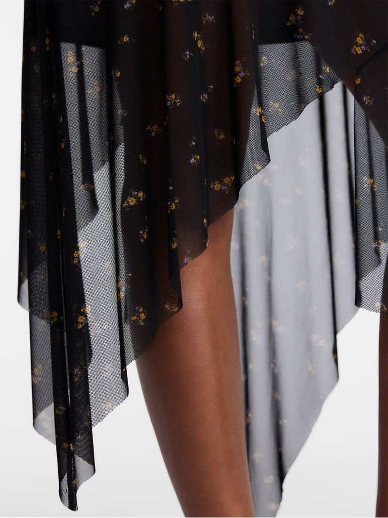 No Boundaries Asymmetrical Mesh Midi Skirt, Women's XXS-XXL | Walmart (US)