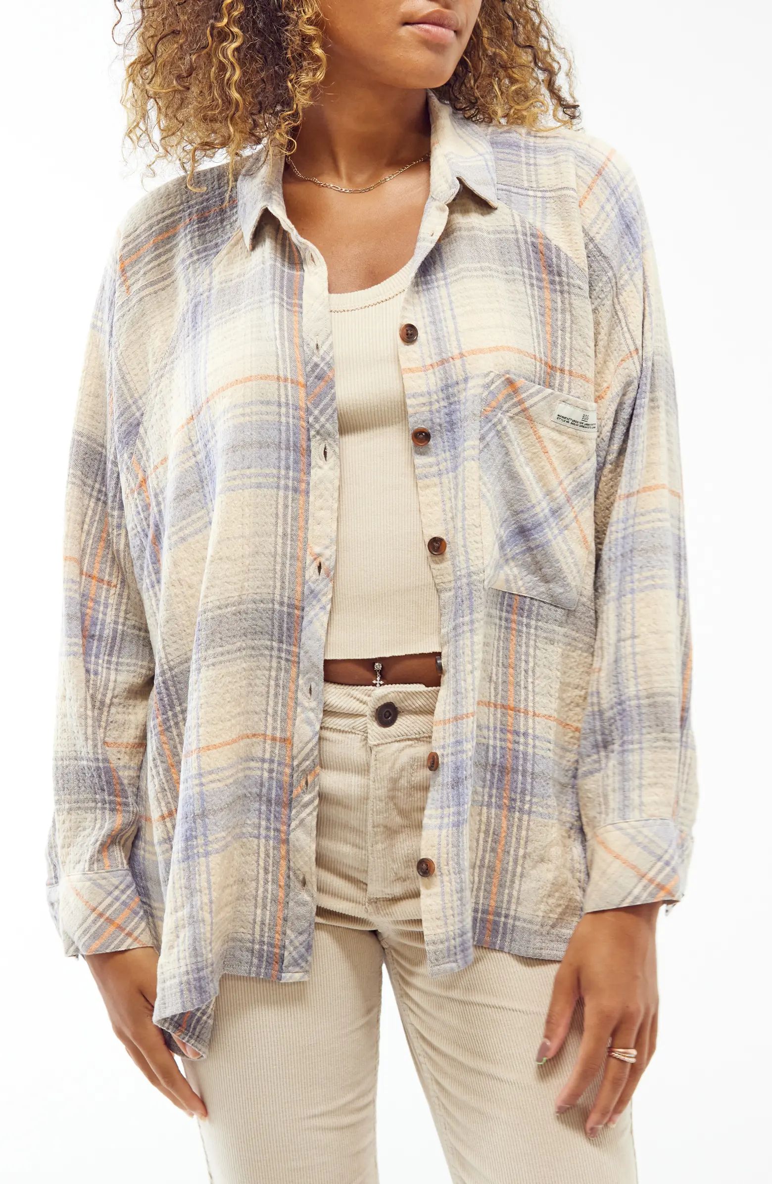 Brendan Plaid Flannel Crop Shirt | Nordstrom