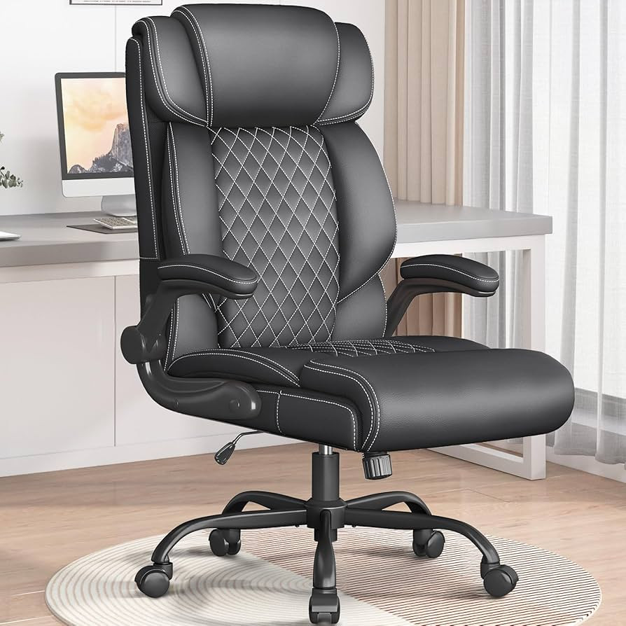 Office Chair-Executive High Back Breathable Big and Tall Office Chair Flip-up Armrests Lumbar Sup... | Amazon (US)