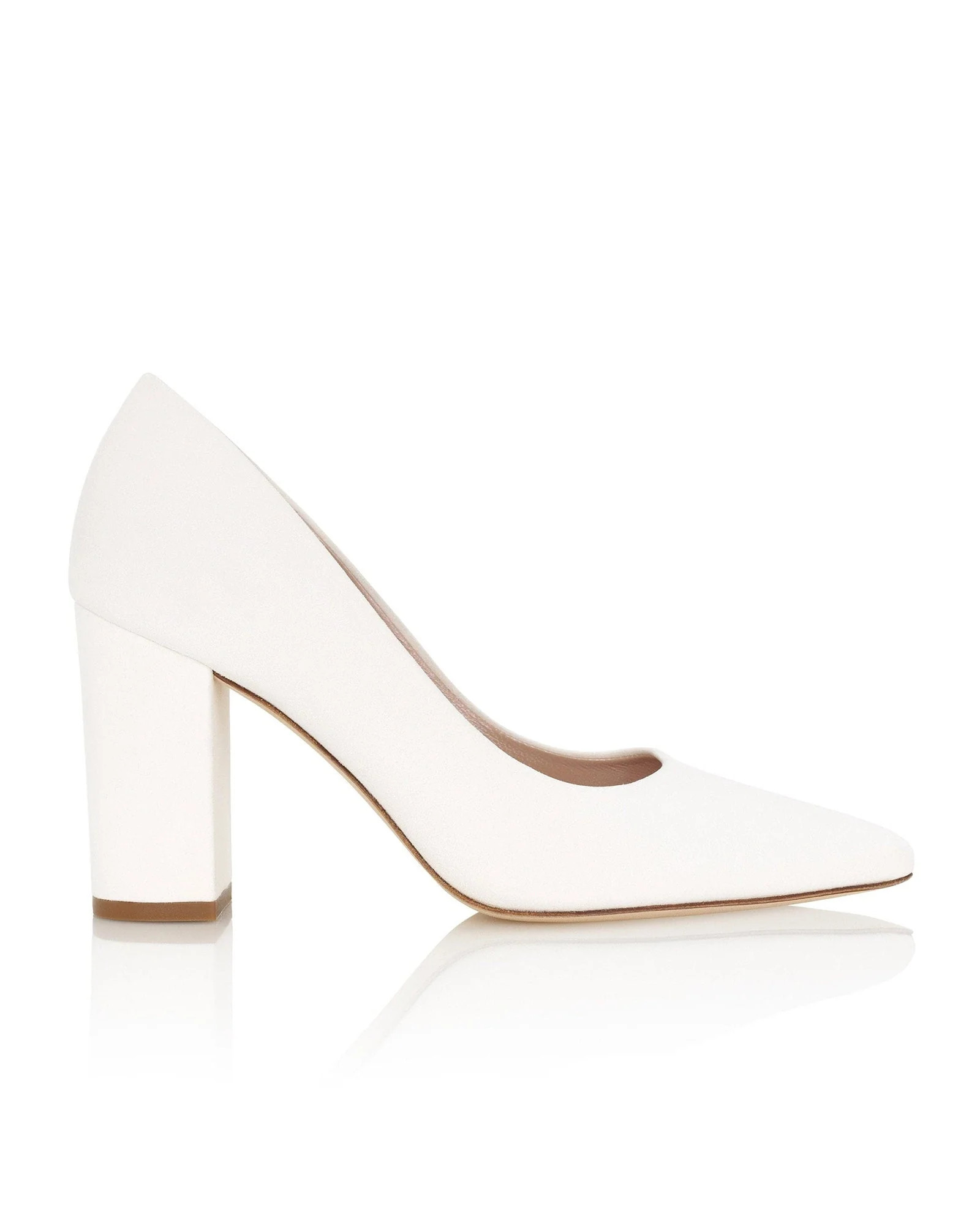 Josie Ivory Block Heel Suede Pointed Bridal Court Shoe | Emmy London | Emmy London