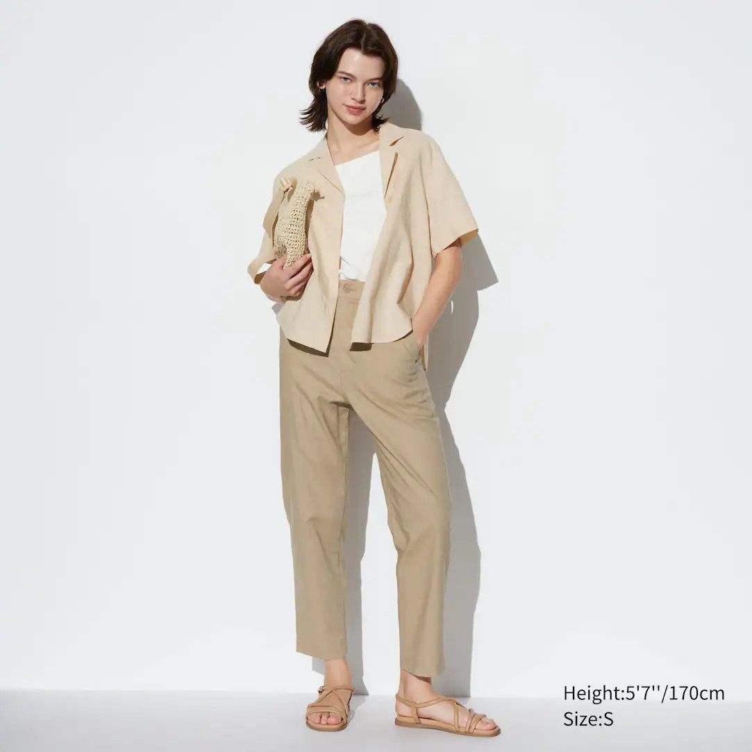 Linen Cotton Blend Tapered Trousers | UNIQLO (UK)