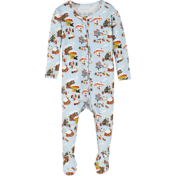 Taylor Holiday Long Sleeve Pajama Set, Winter Mushroom Village | Maisonette