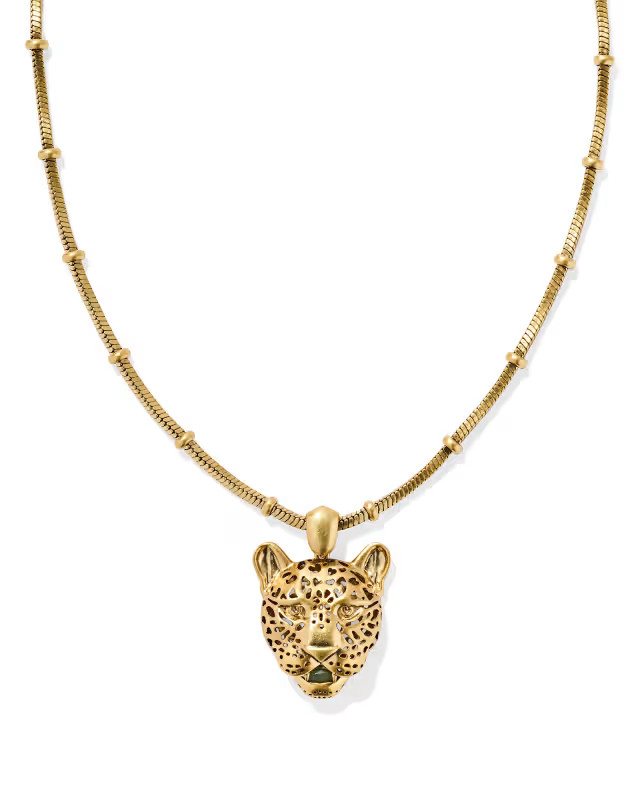Maura Vintage Gold Jaguar Short Pendant Necklace in Sage Serpentine | Kendra Scott | Kendra Scott