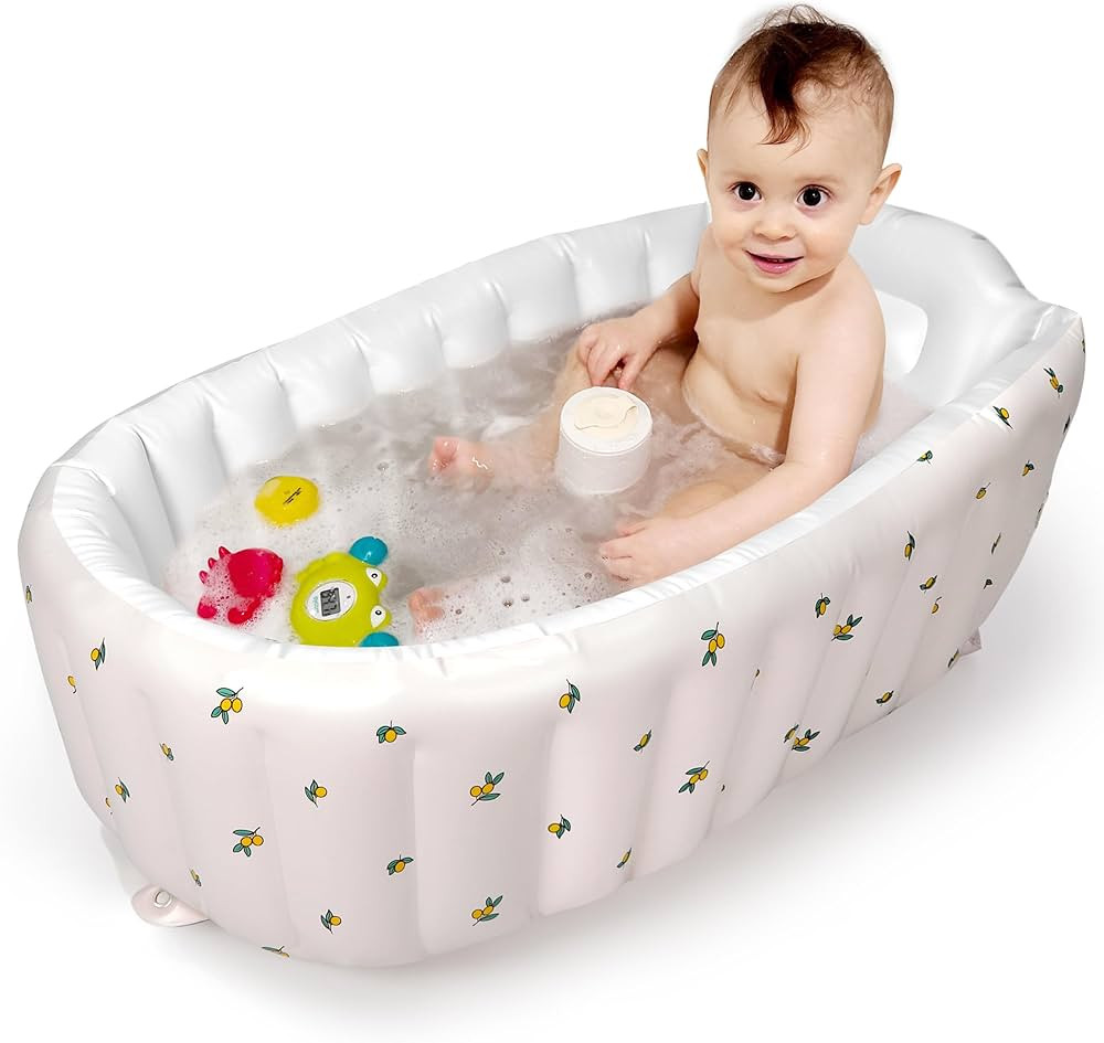 Mink Inflatable Baby Bathtub with Built-in Air Pump, Newborn to Toddler Bath Tub,Portable Travel ... | Amazon (US)