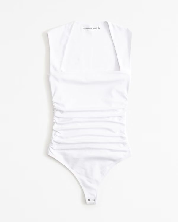The A&F Ava Cotton-Blend Seamless Fabric Ruched Portrait Bodysuit | Abercrombie & Fitch (US)