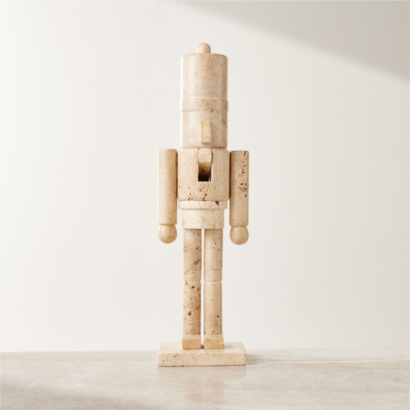 Beige Travertine Large Christmas Nutcracker + Reviews | CB2 | CB2