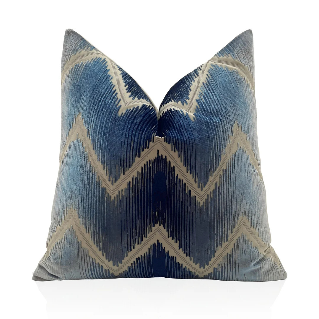 Schumacher Shock Wave Velvet Pillow Cover in Midnight,high End Silk Velvet Cushion, Decorative Th... | Etsy (US)