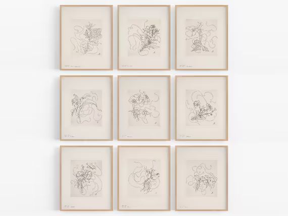 Set of Nine French Porcelain Flower Sketches  / Botanical Art | Etsy | Etsy (US)