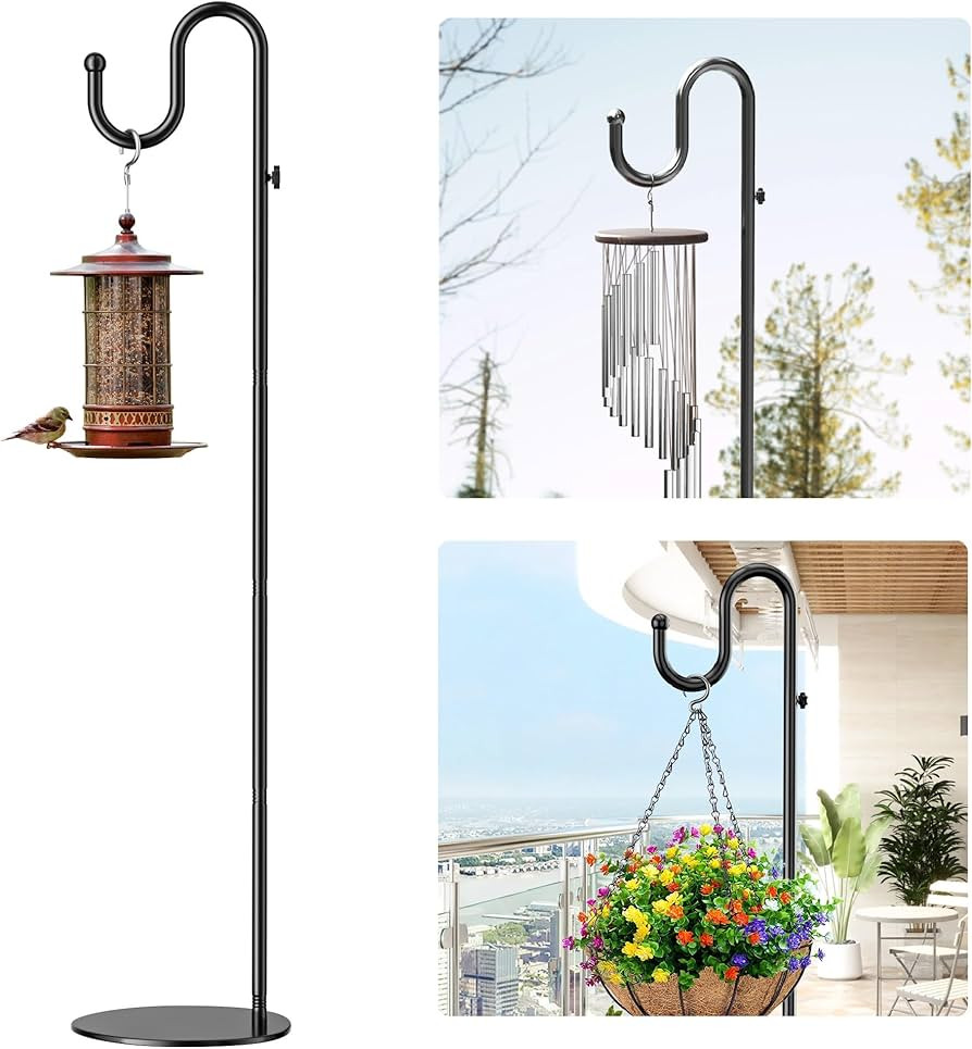 74" Shepherds Hook Stand for Plant: Hanging Bird Feeders, Plants, Lanterns, Wreath and Wind Chime... | Amazon (US)